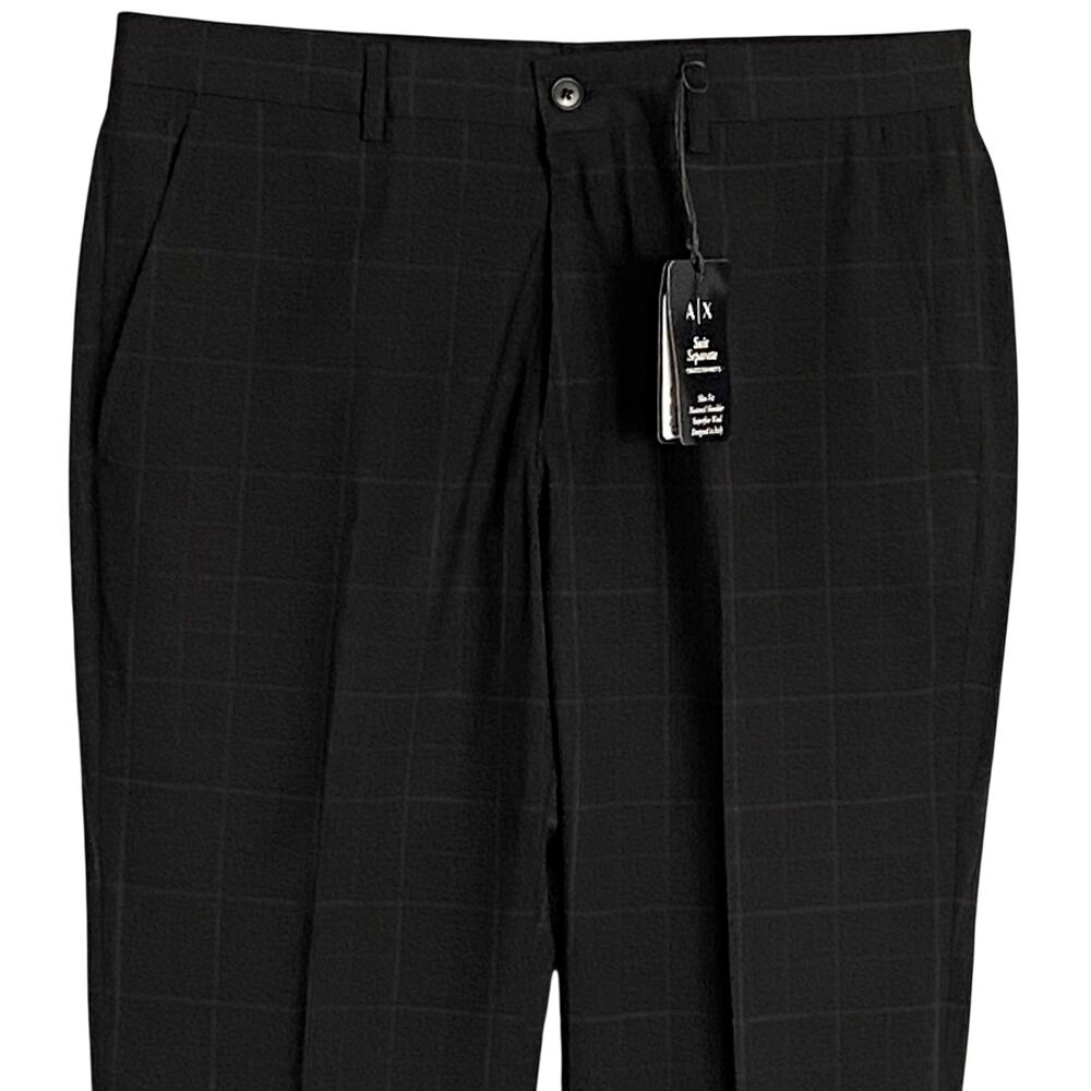 Armani Exchange Pants Men's 32x31 Slim Fit Suit Pant Wool Black Window Pane NEW - Picture 3 of 13